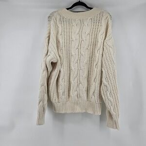 Vintage Thornton Bay Cream Cable Chunky Fisherman Knit Sweater L Quiet Luxury